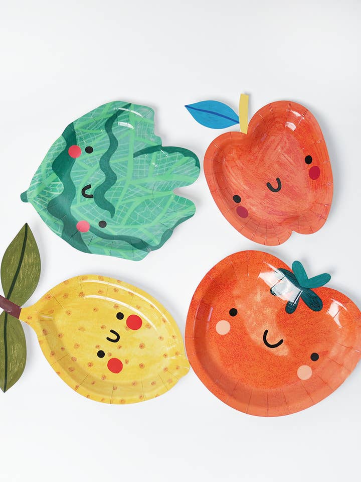 Fruit & Veggie Dessert Plates (x12) - Little Chef Collection for wholesale by POP Party Supplies, LLC