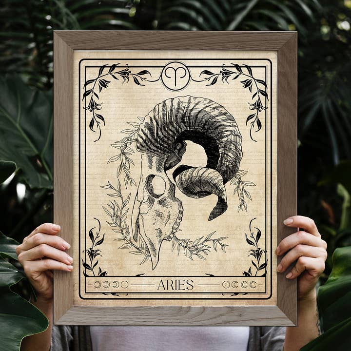 Aries Art Print | Zodiac Poster in Dark Academia Style for wholesale by Joyseeker Tarot