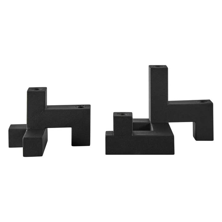 Danya B - Wholesale Candle Holder - Black Metal Stacking Candelabra Taper Candle Holder Set