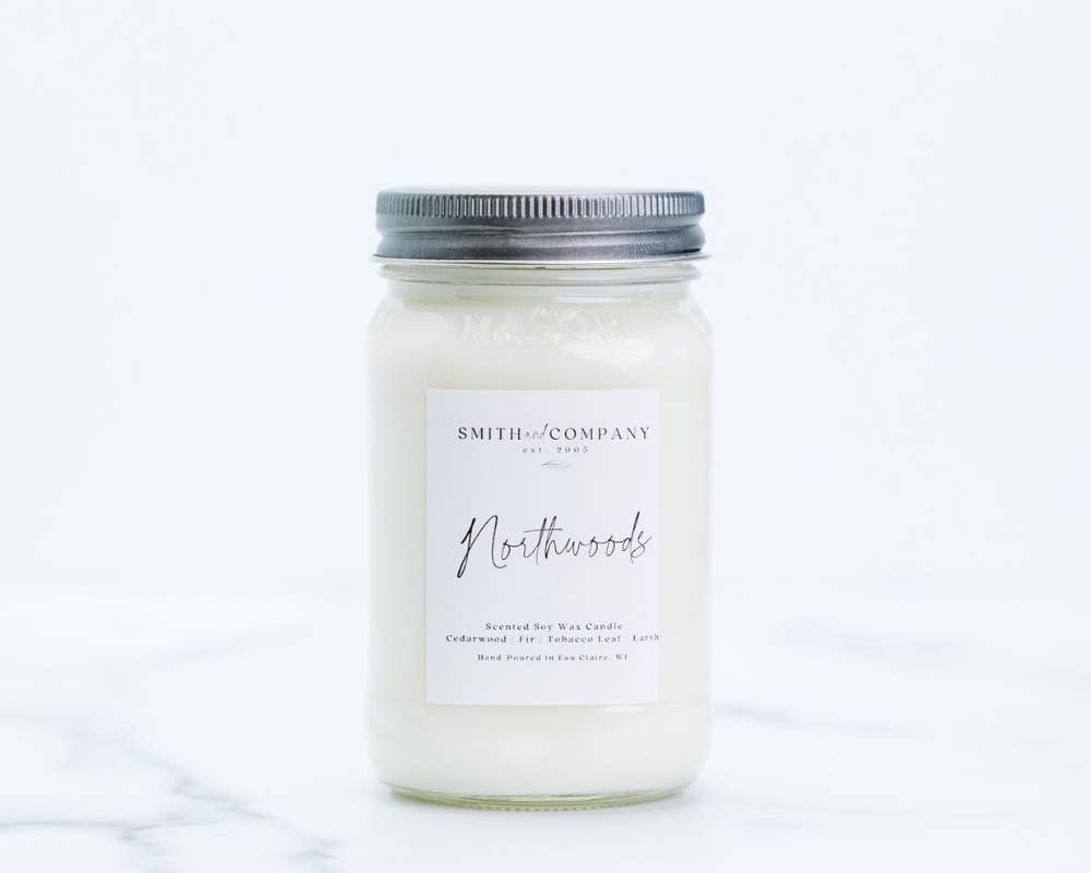 Smith and Company Candles - Vente Bougie en bocal - Northwoods | Bougie en pot Mason