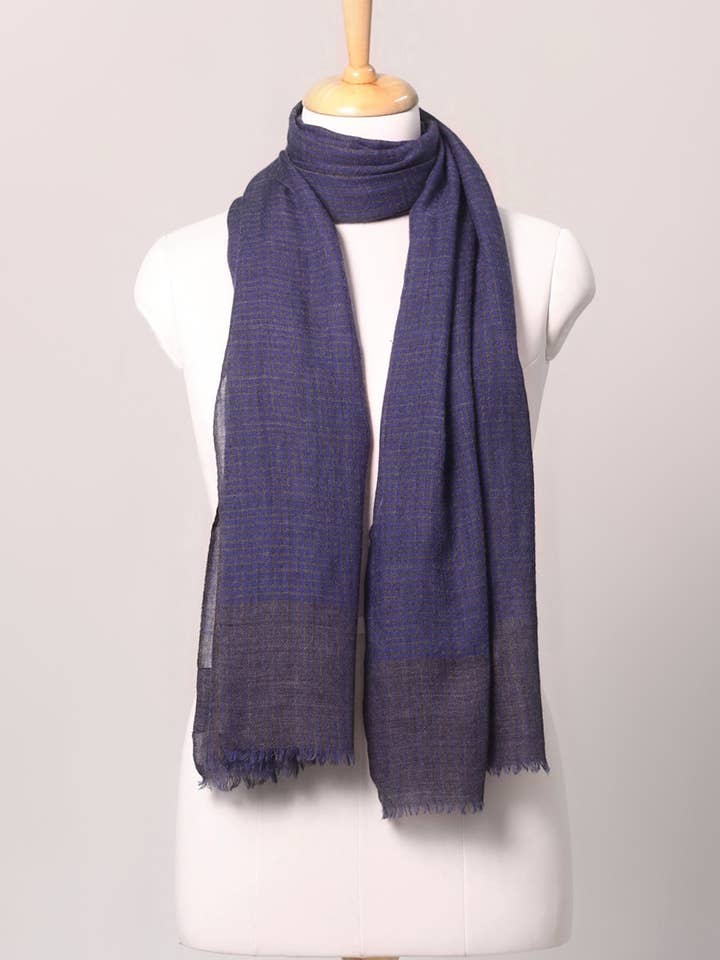 Mitternachtsblau Klassische Karos Gewebter Wollschal - Blau Grau | SVEŽElife für den Großhandel von SVEZElife