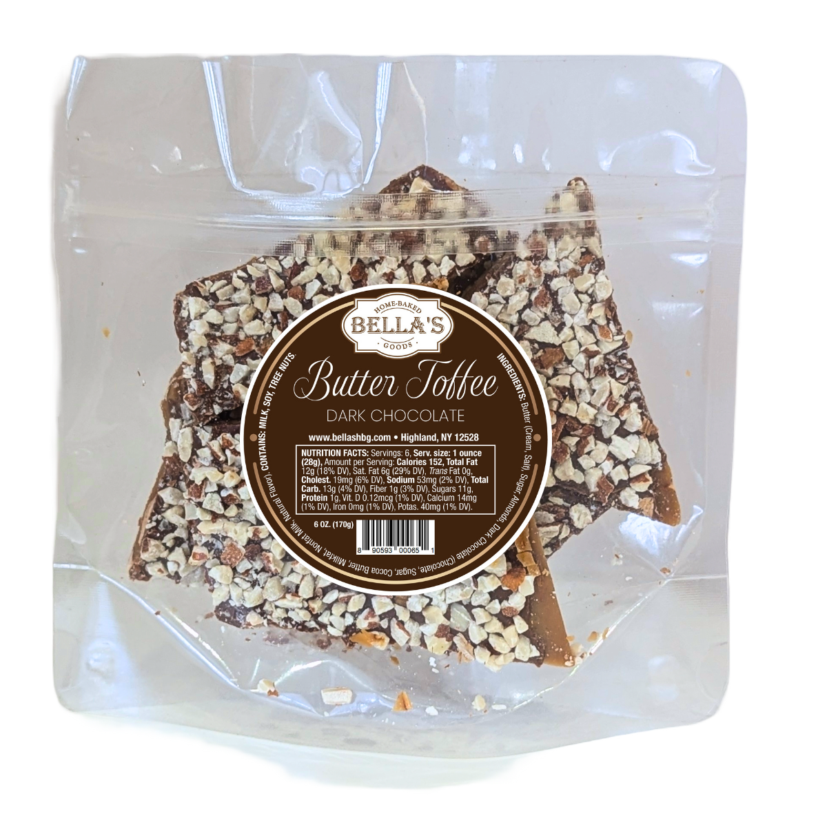 Bella's Home-Baked Goods - Wholesale Toffee - Dark Chocolate Butter Toffee Bag0