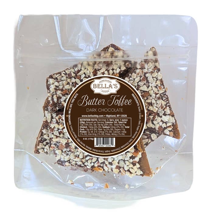 Bella's Home-Baked Goods - Wholesale Toffee - Dark Chocolate Butter Toffee Bag