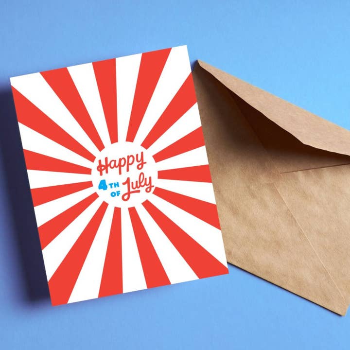 Happy 4th Of July Rays Greeting Card for wholesale by Feira Pop