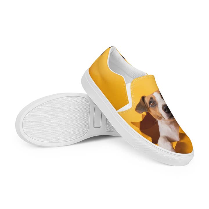 4legz - Wholesale Slip-on trainers – Women′s - Dog Break thru Yellow Women’s slip-on canvas shoes2