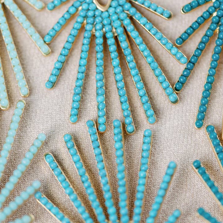 St Armands Designs of Sarasota - Wholesale Dangle Earrings - Turquoise Sunburst Statement Drop Earrings