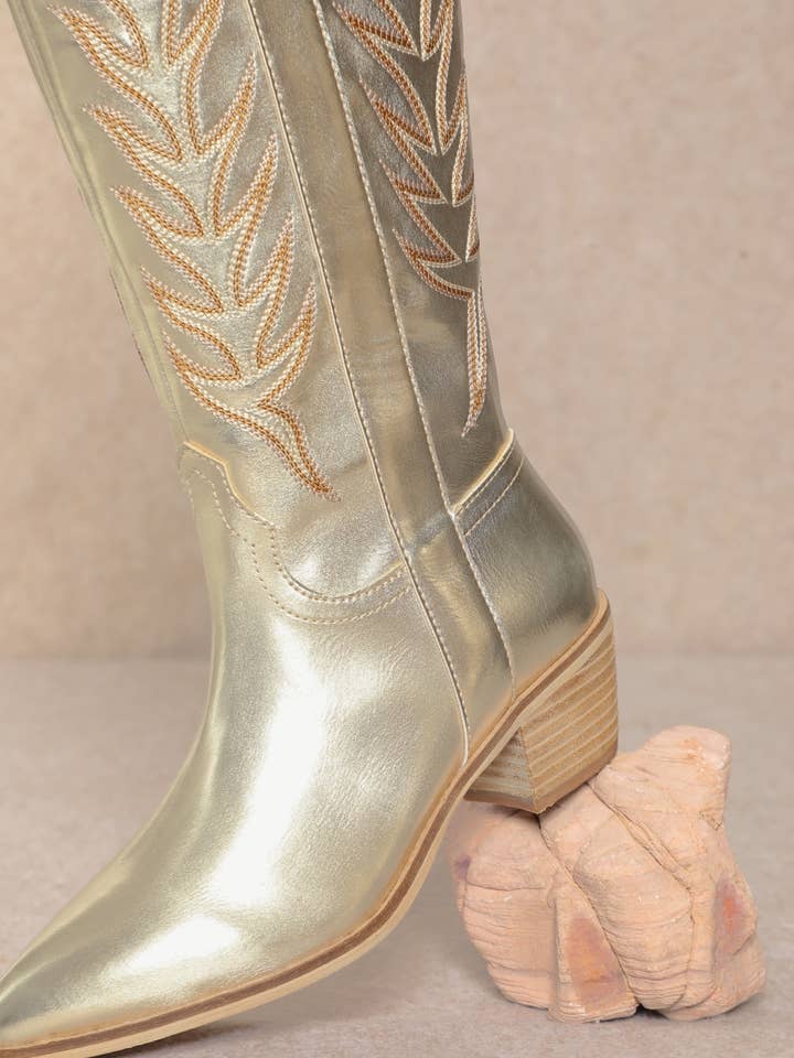 CCOCCI - Vente Bottes de cowboy – femme - Bottes western hautes en suède synthétique avec broderie13