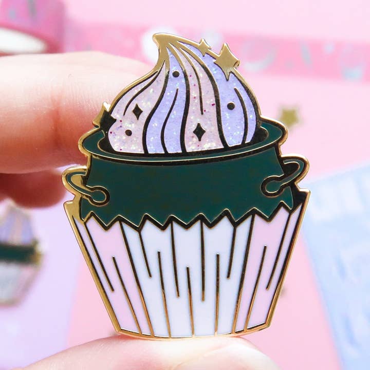 Cauldron Cake Enamel Pin for wholesale by Lula Rocks