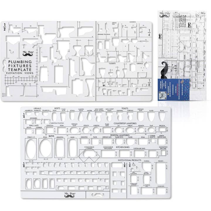 Mr. Pen - Wholesale DIY Craft Kit - Plumbing Template, Architectural Templates, Bathroom