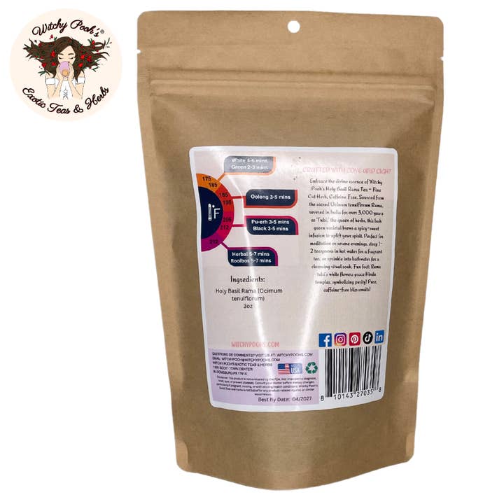 Witchy Pooh's Exotic Teas & Herbs - Venta al por mayor Tés a granel - Té de Albahaca Sagrada de Witchy Pooh - Rama Tulsi, Hoja Suelta3