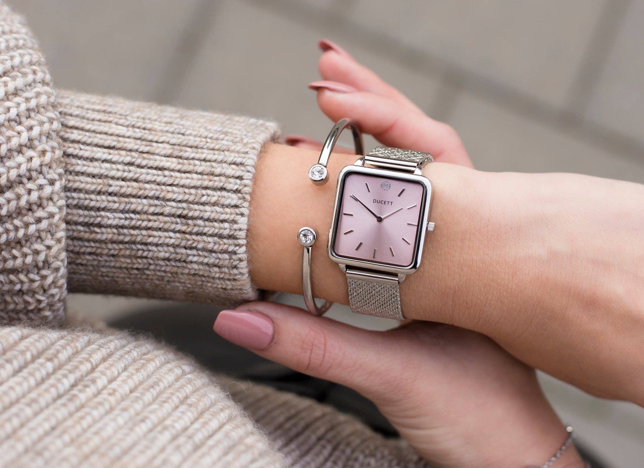 DUCETT – Engroshandel Armbåndsur - Dame – DUCETT Square Blush dameur med rustfrit stålrem3