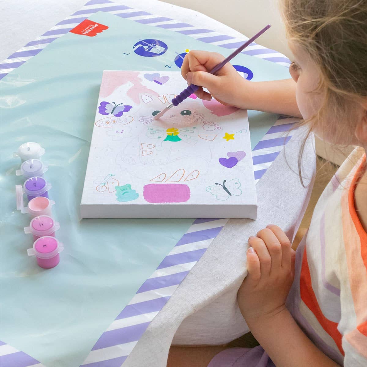 La Petite Épicerie - Wholesale DIY Craft Kit - Kids - Paint by number kit - Maneki Neko Kids Small Brush1