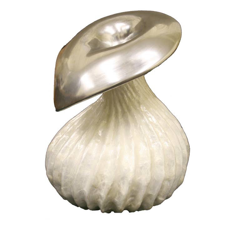 Laminierte weiße Capiz Twist Vase für den Großhandel von Modern Eastern by Contrast Inc.