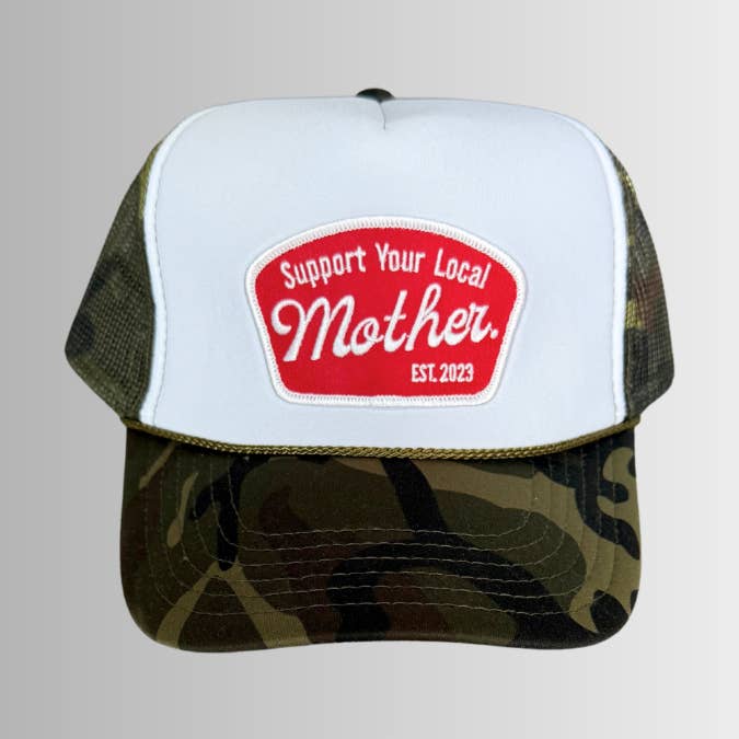 Support Your Local Mother Patch Hat- Camo for wholesale by Mother Hats
