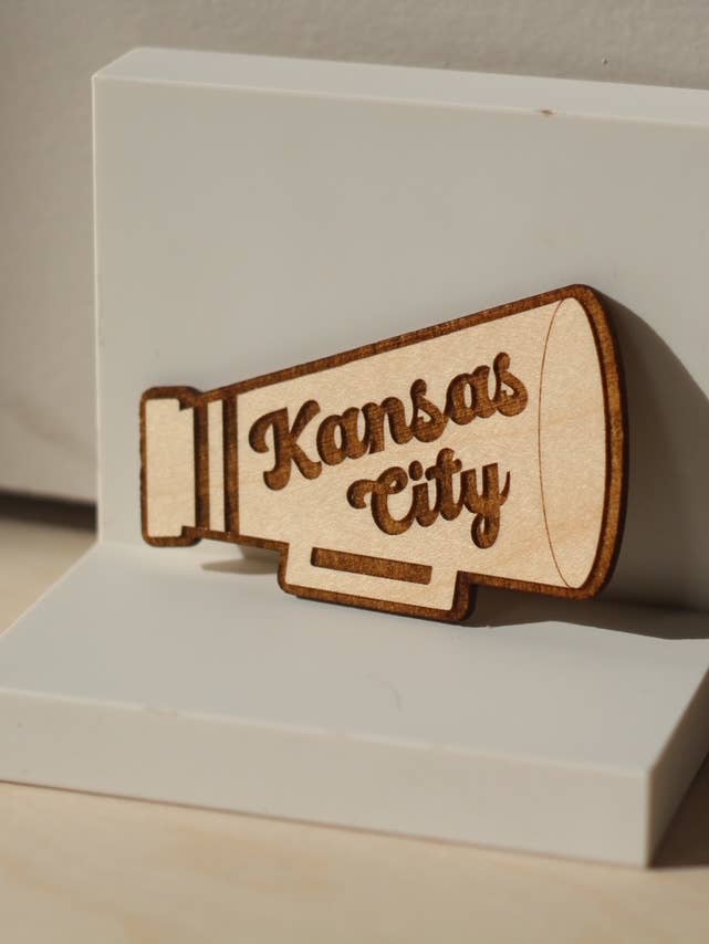 Kansas City Retro Hometown Pride Wood Magnet for wholesale by Blinc Designs