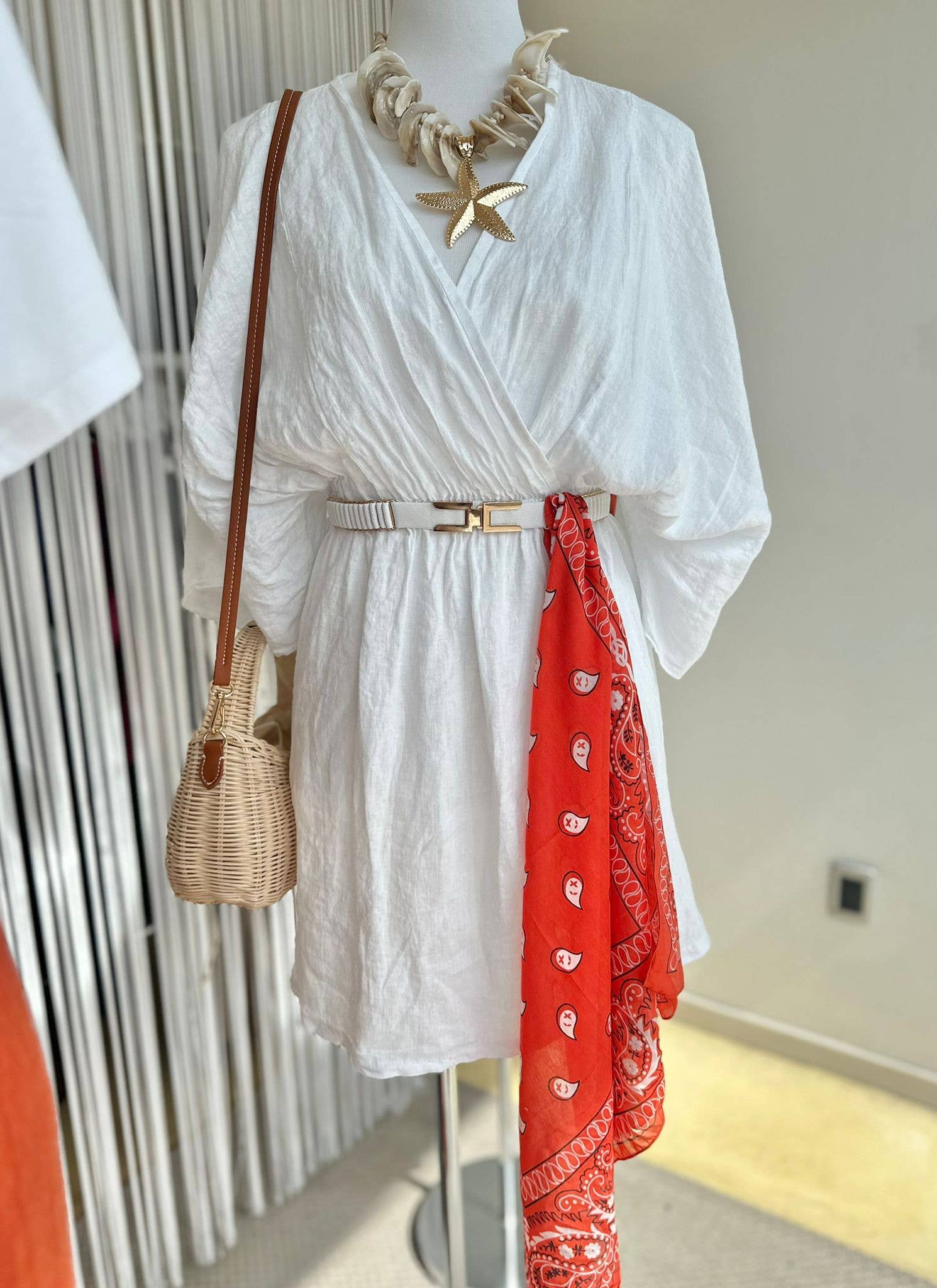 ADORA - Wholesale Scarf - Women's - Silk cotton bandana scarf RED/ORANGE0