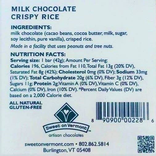 Sweet on Vermont Artisan Confections - Wholesale Chocolate Bar - Chocolate Bars - Milk Crispy Rice4