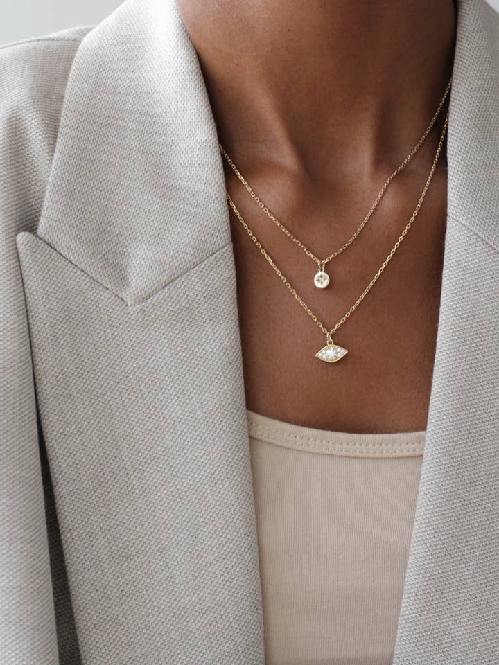 18K Vermeil Evil Eye halsketting voor wholesale door REDCHERRYBLVD