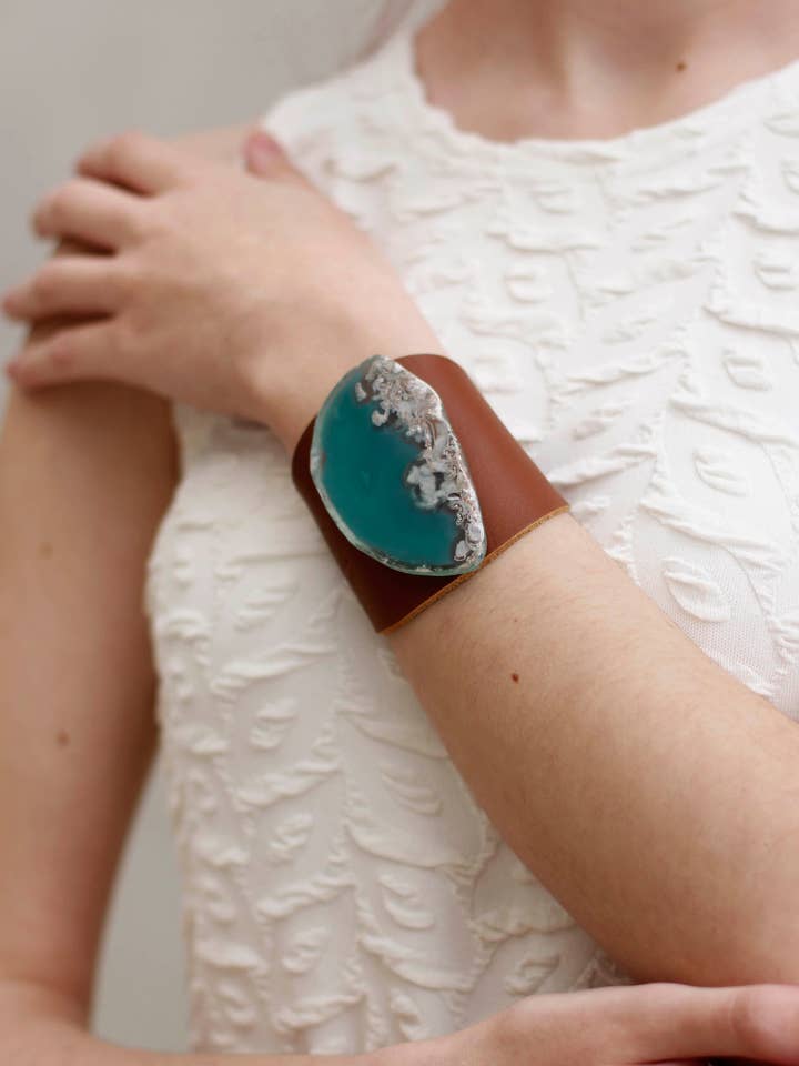 Bracelet camel - Agate verte pour la vente par Ecue