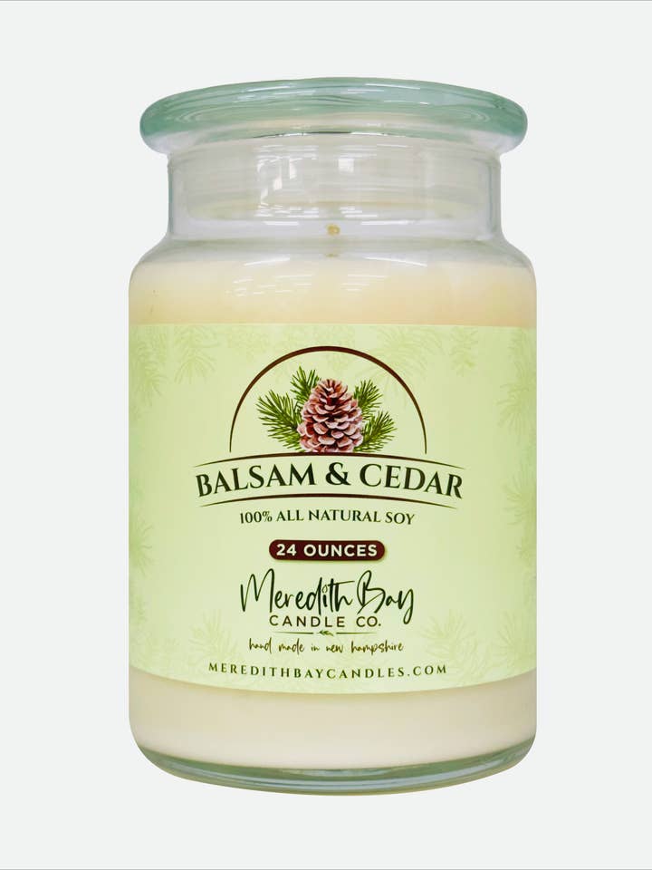 Vela de soja de bálsamo y cedro para venta al por mayor de Meredith Bay Candle Co