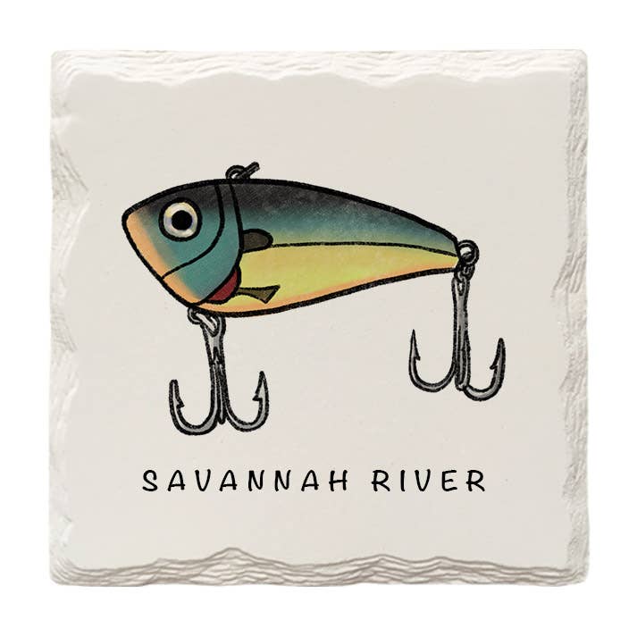 Customizable Fishing Lure | Hand-Drawn | Drink Coaster for wholesale by The Doodle Brand