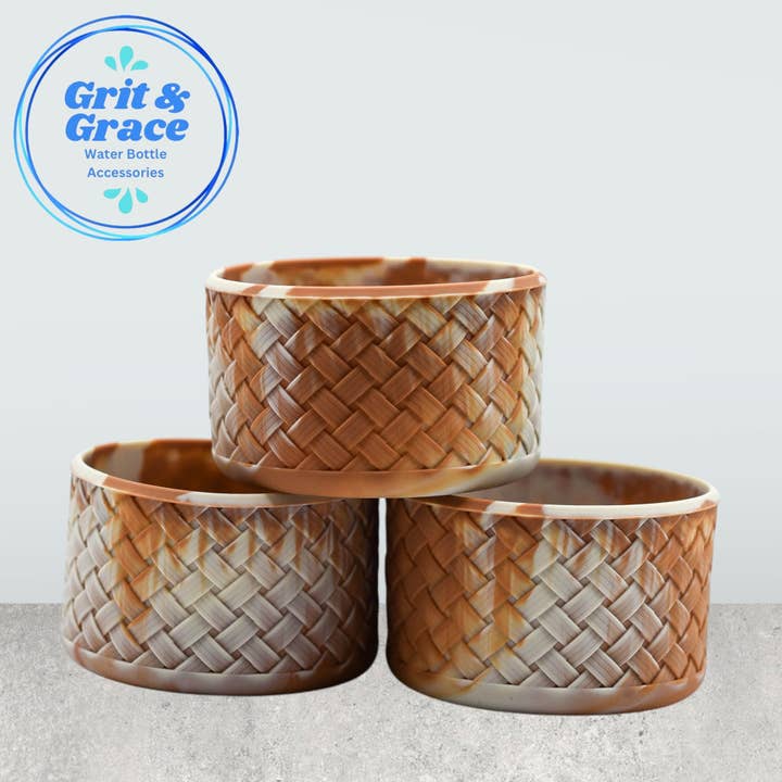 Basketweave Deep Clay Swirl Boot for wholesale by Grit & Grace Water Bottle Accessories
