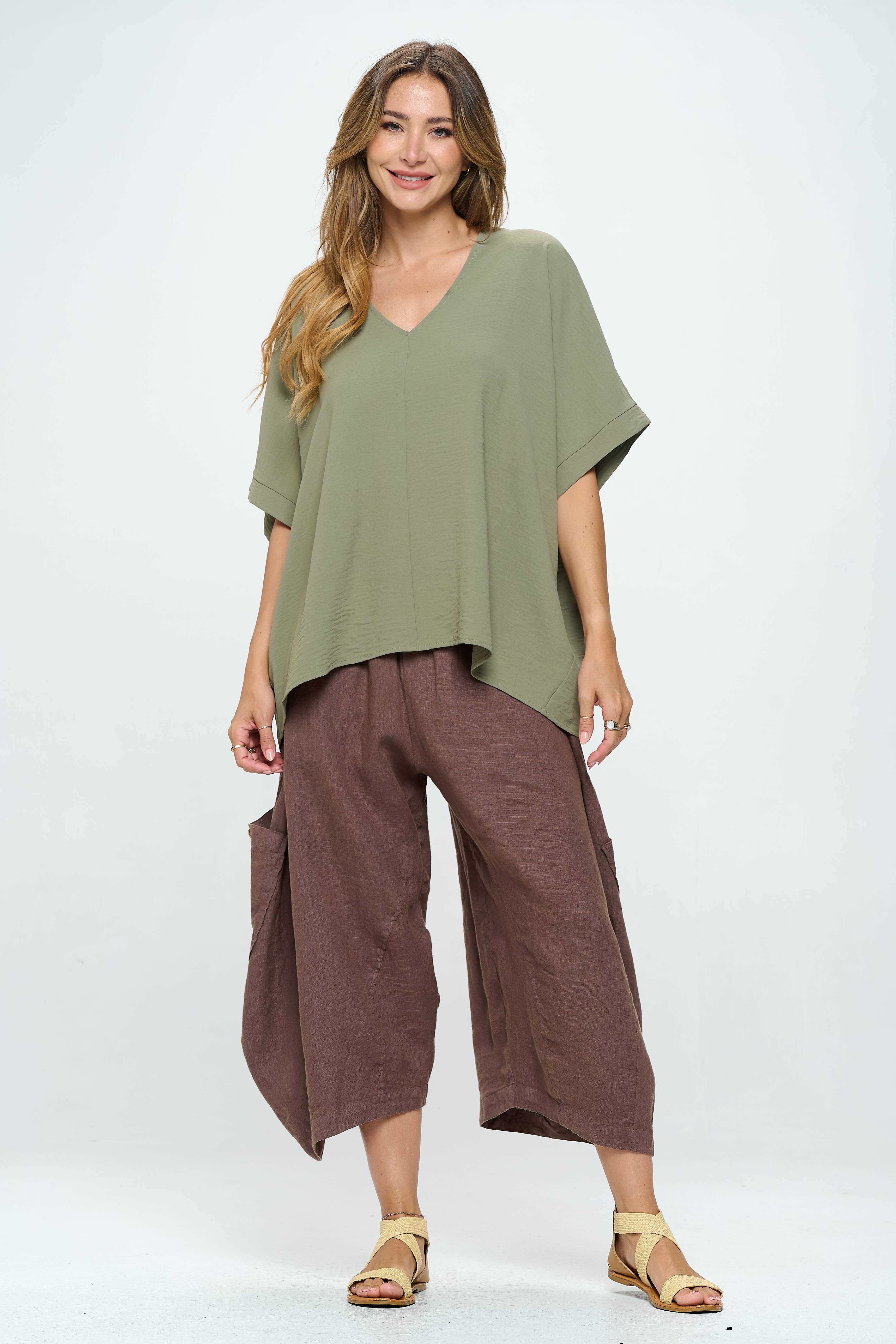 Olive V-Neck Tunic - AC102 for wholesale on Faire3