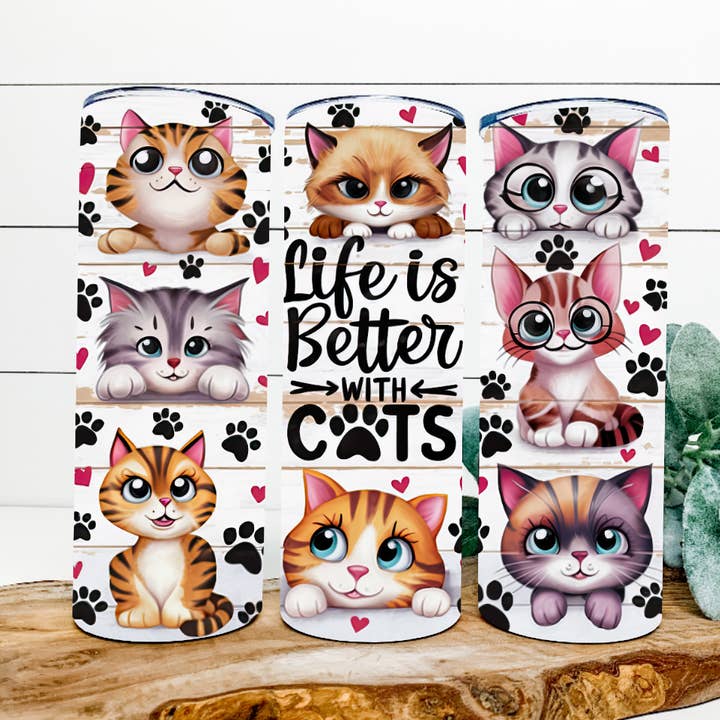 Gobelet 20 oz Life is Better with Cats, Cute Cat Lover pour la vente par AvaryMaeInspirations
