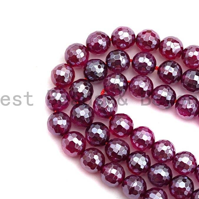 BestBeads&Beyond – wholesale Pärlor – Mystic pläterad lila agat pärlor, Naturlig lila agat pärlor, 8mm/10mm/12mm, SKU #U480