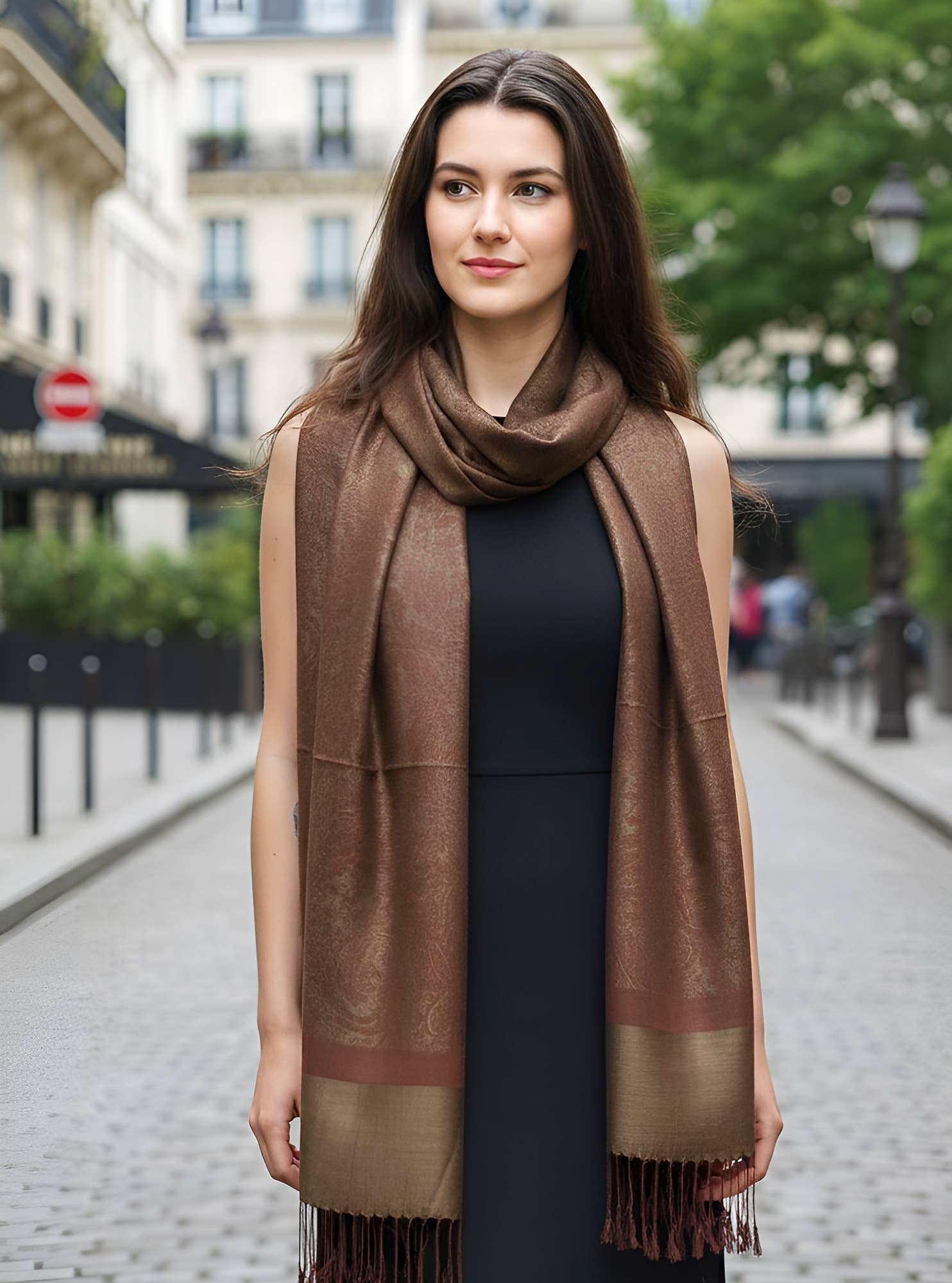 SERENITA – Großhandel Schal – Damen – Jacquard Paisley Pashmina Schal Wendbarer Stola-Wickel19