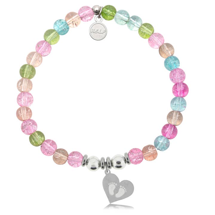 Baby Feet Charm med Kalejdoscope Crystal Charity Armbånd for engroshandel hos H.E.L.P