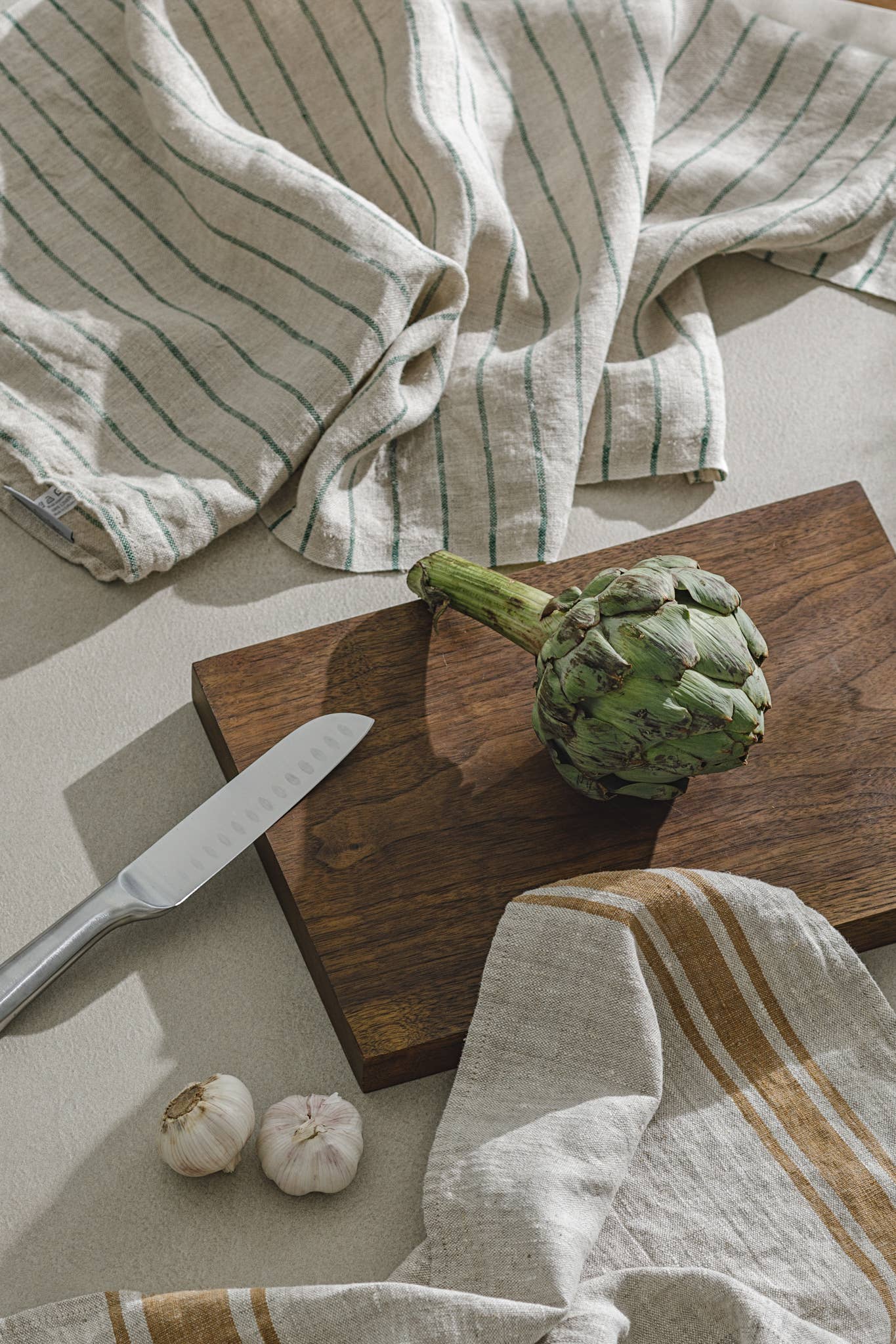 dodesign – Engroshandel Viskestykke – Linned viskestykke med sandfarvede striber4