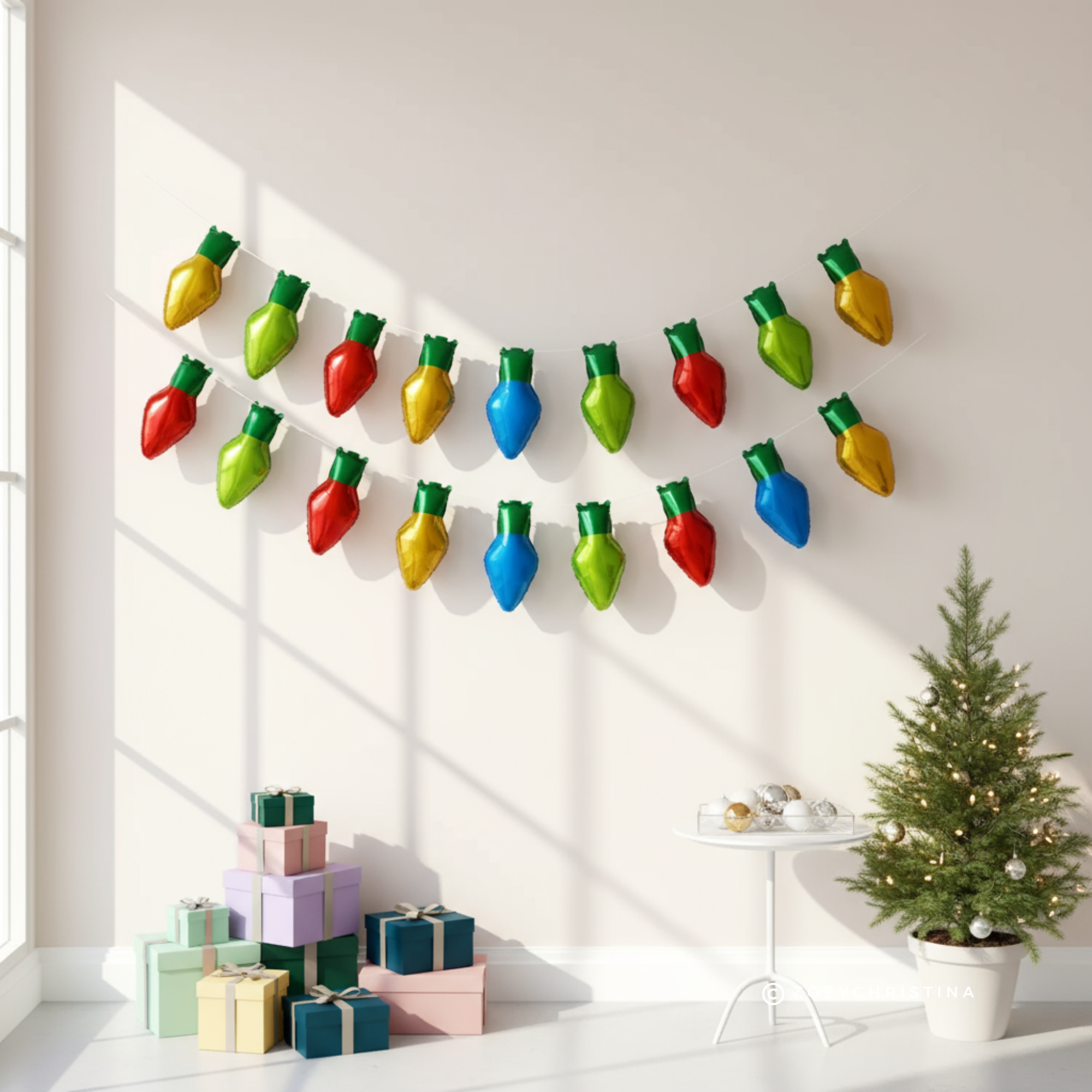 Zoey Christina – wholesale Ballong – Folieballonger i form av julgransljus (set om 4)4