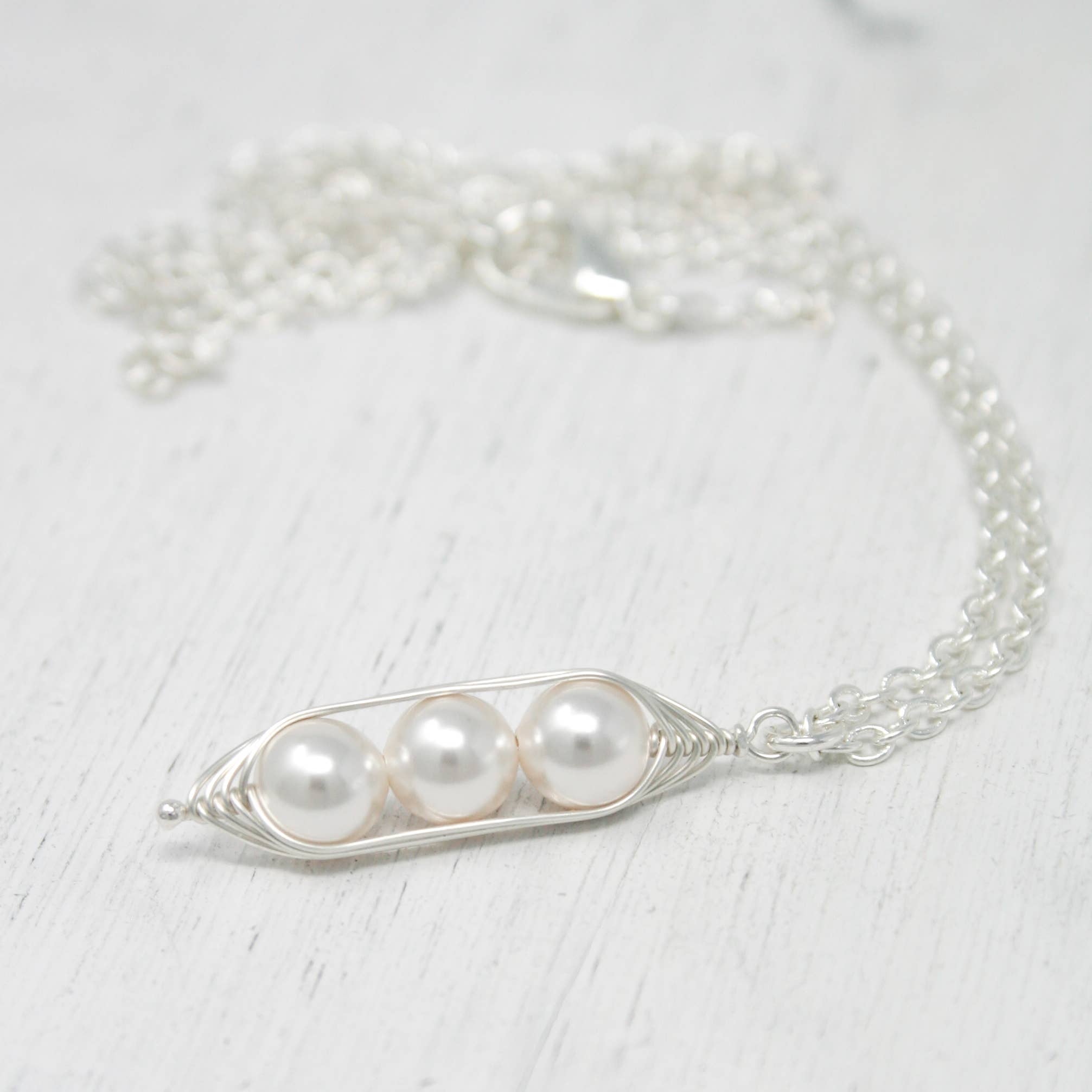 Rising Jewelry - Wholesale Pendant/Charm Necklace - Pea pod necklace, White, handmade jewelry Mother’s Day gift7