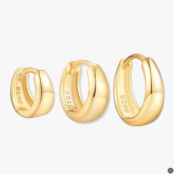 Set di Orecchini a Cerchio Affusolati Quotidiani in Oro per la vendita all'ingrosso da parte di LEA Jewels