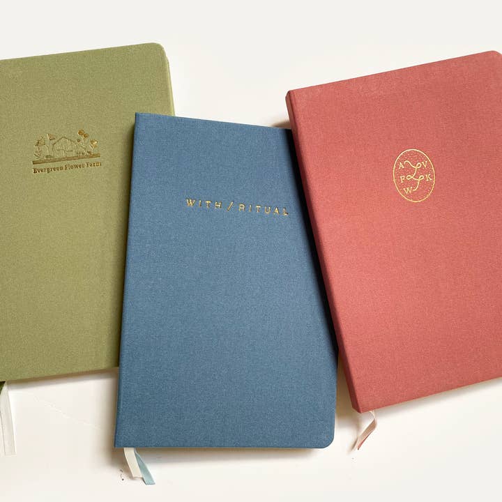 Custom Logo Foil Embossed Linen Notebook | Soft Pastel Tones for wholesale by Studio Portmanteau