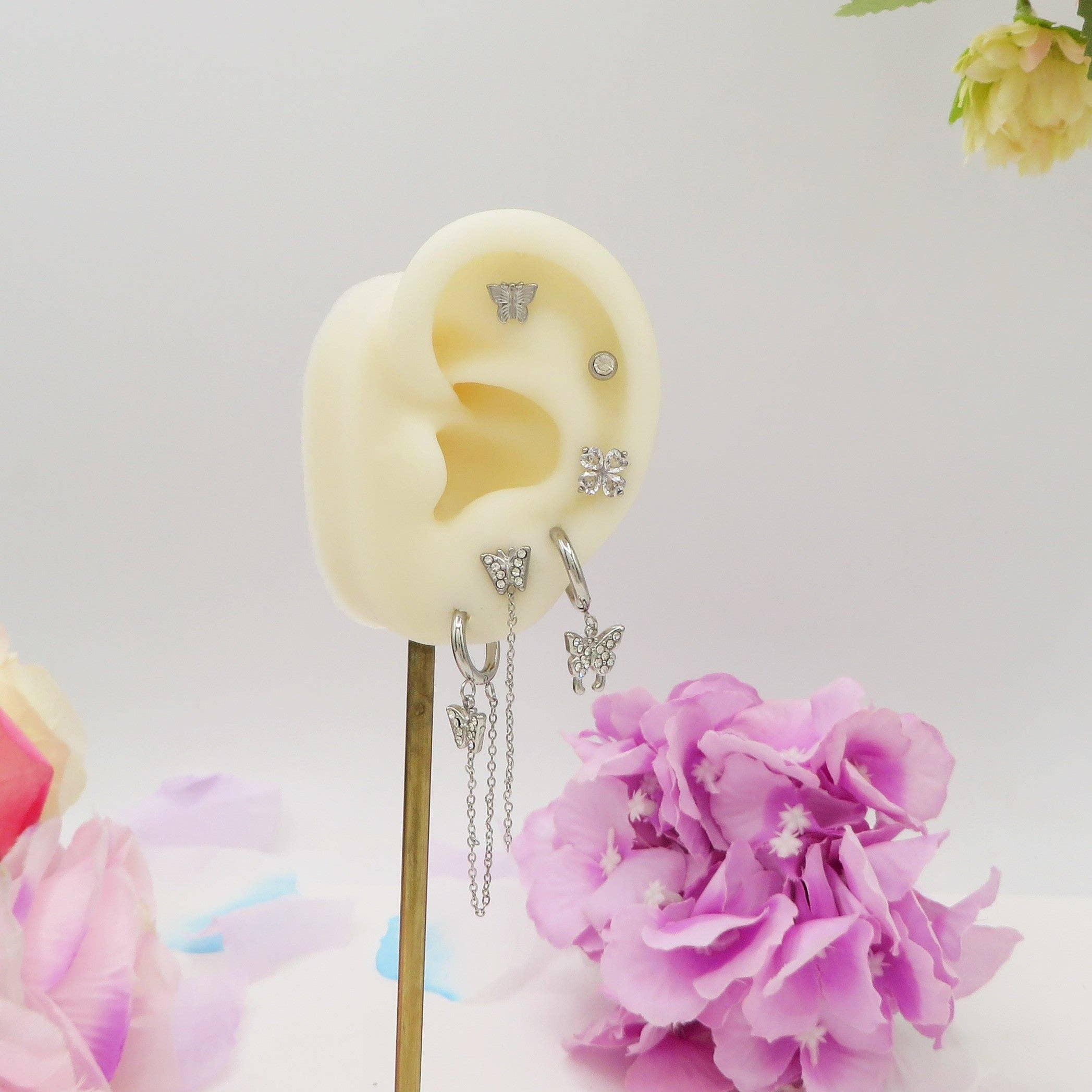 Daemon srls - Wholesale Sieradenset - MARIPOSA SHINE set van 6 oorbellen - roestvrij staal - 6 hangende oorbellen met cubic zirconia3