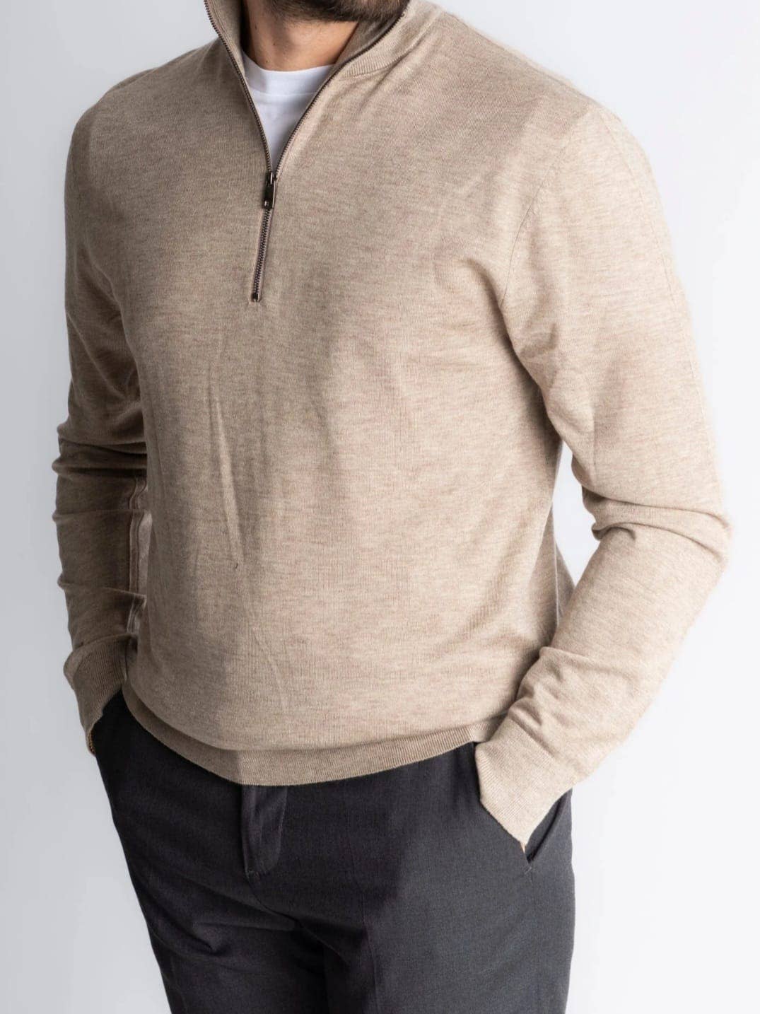 MAKAI the label – wholesale Knitted jumper – Men′s – Half collar with zip in wool blend - MAUI5