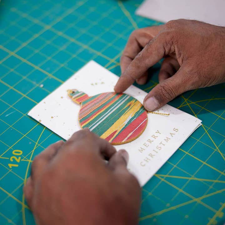 Paper Mirchi - Wholesale Christmas Card - Keepsake Marble Ornament Greeting Card - Bauble Festive Mix7