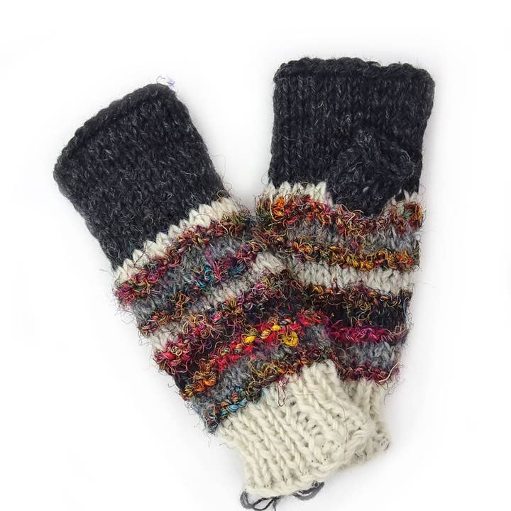 Zig Zag Asian Collection - Wholesale Gloves - Women's - Wool and Silk Knit Fingerless Gloves7