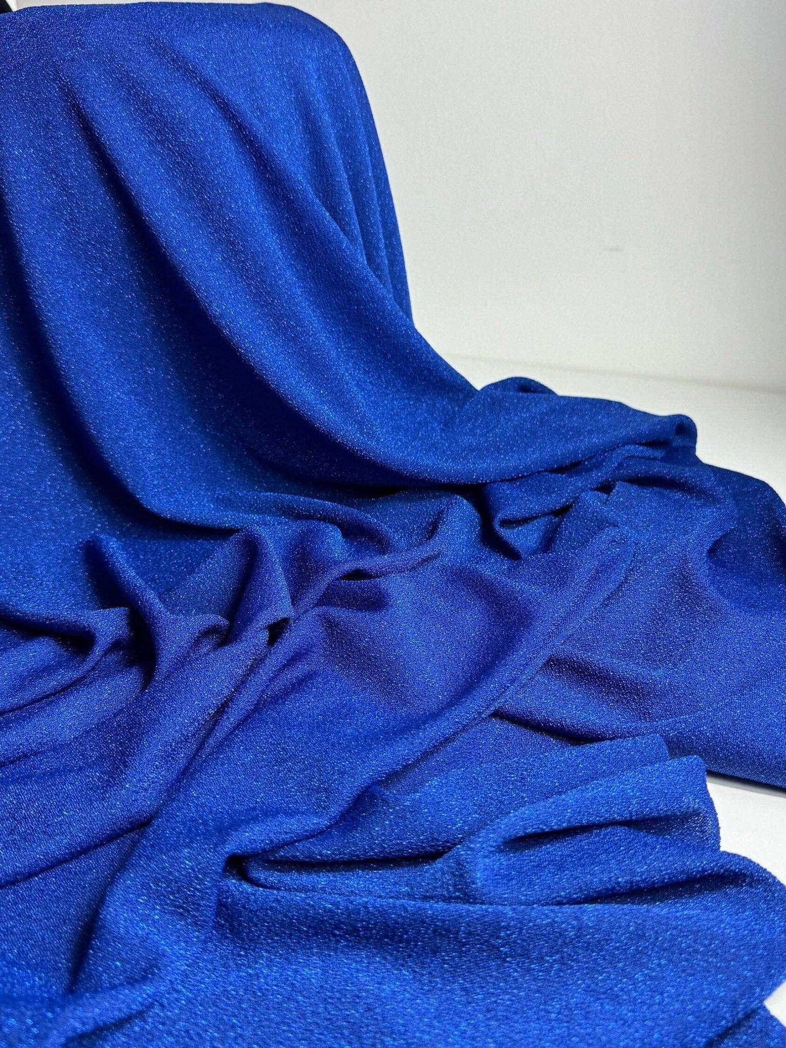 GalaTextile - Wholesale Fabric - Royal Blue Spandex Lurex Knit Fabric, 4 Way Stretch Shimmery Dance Wear Fabric, Blue Glittery Nylon Spandex By Yard, Premium Quality 60''8