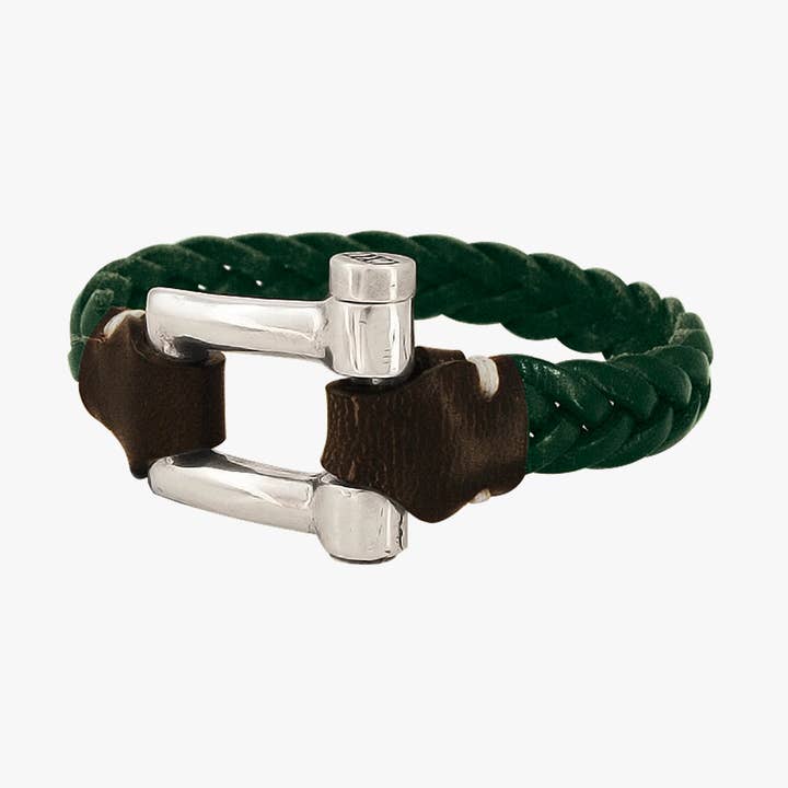 Bracelet en cuir tressé de couleur pourpre vert pour la vente par CXC
