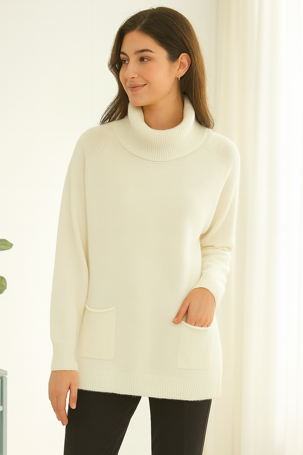 Lucy Sparks – wholesale Knitted jumper – Women′s – SOFT KNIT CLASSIC STYLE JUMPER WITH ROLL NECK AND POCKETS ON0