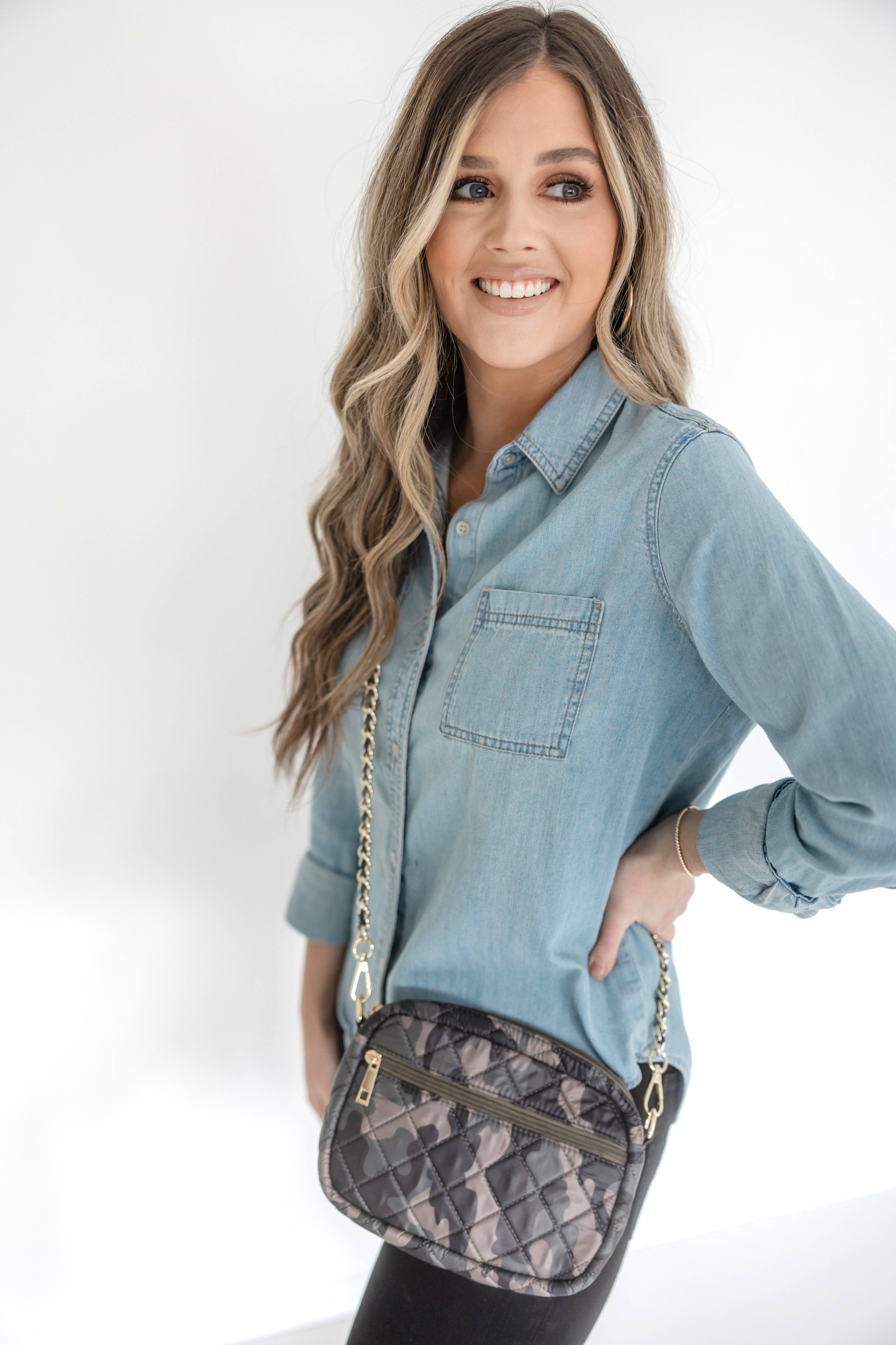 Thomas and Lee Company – Engroshandel Crossbodytaske - Dame – SueEllen quiltet lille crossbody-taske med guldkædestrop6