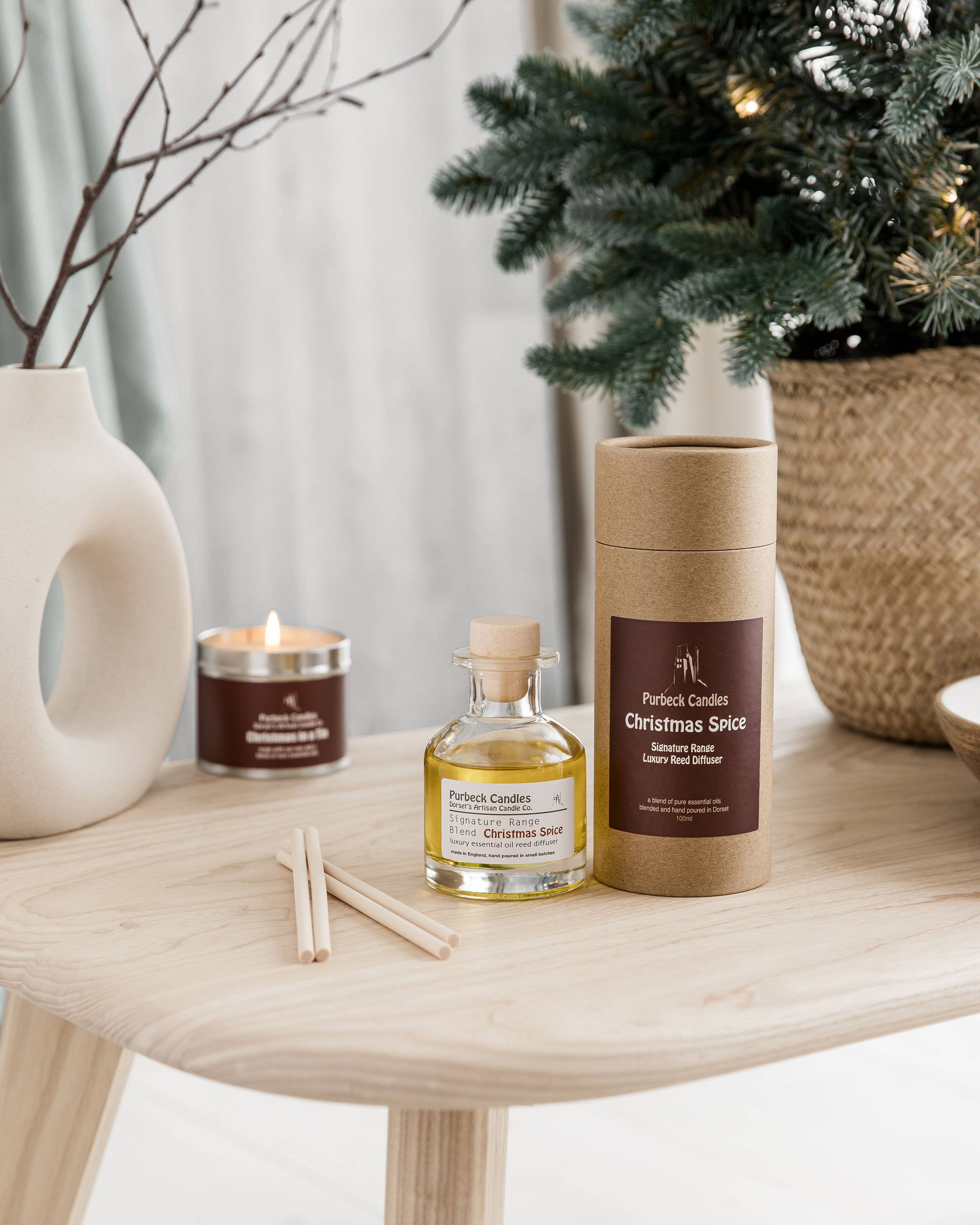 Purbeck Candles – wholesale Reed diffuser – Signature Range Luxury Reed Diffuser - Christmas Spice0