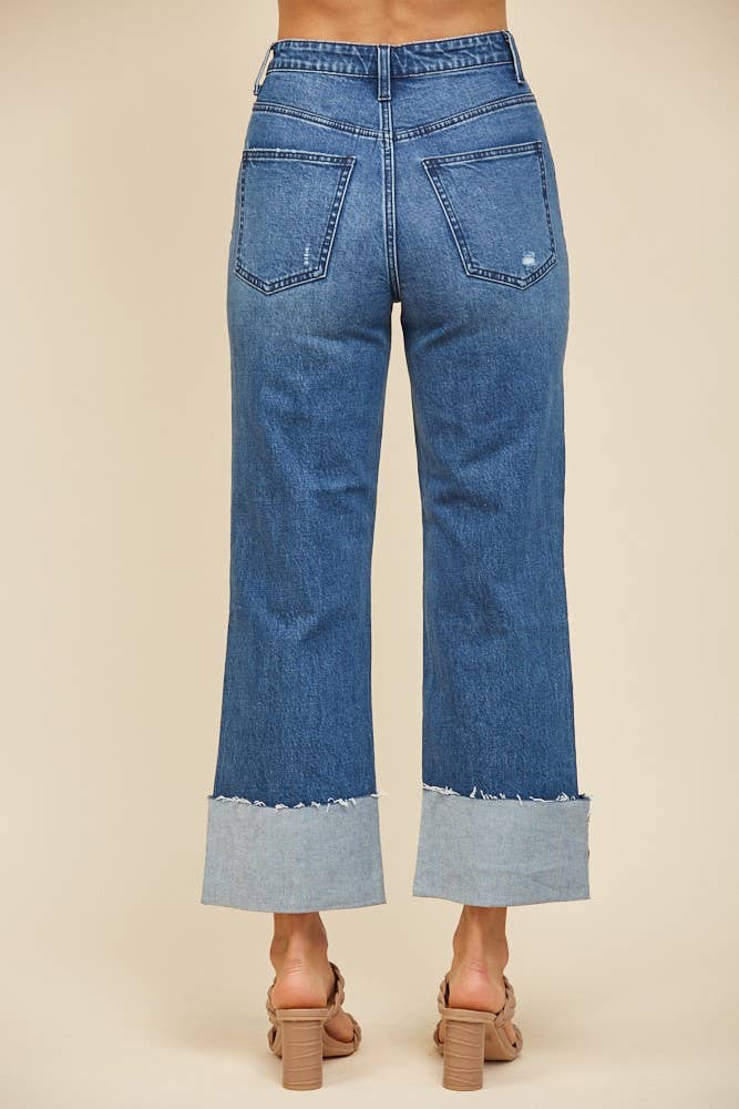 LT DENIM STRAIGHT LEG BOYFRIEND FIT CUFFED JEANS -DENIM 2321PID for wholesale on Faire2