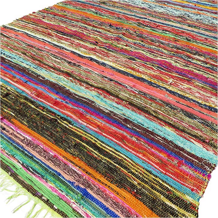 Rag Rug - 151 x 90cm - Green for wholesale by Ancient Wisdom