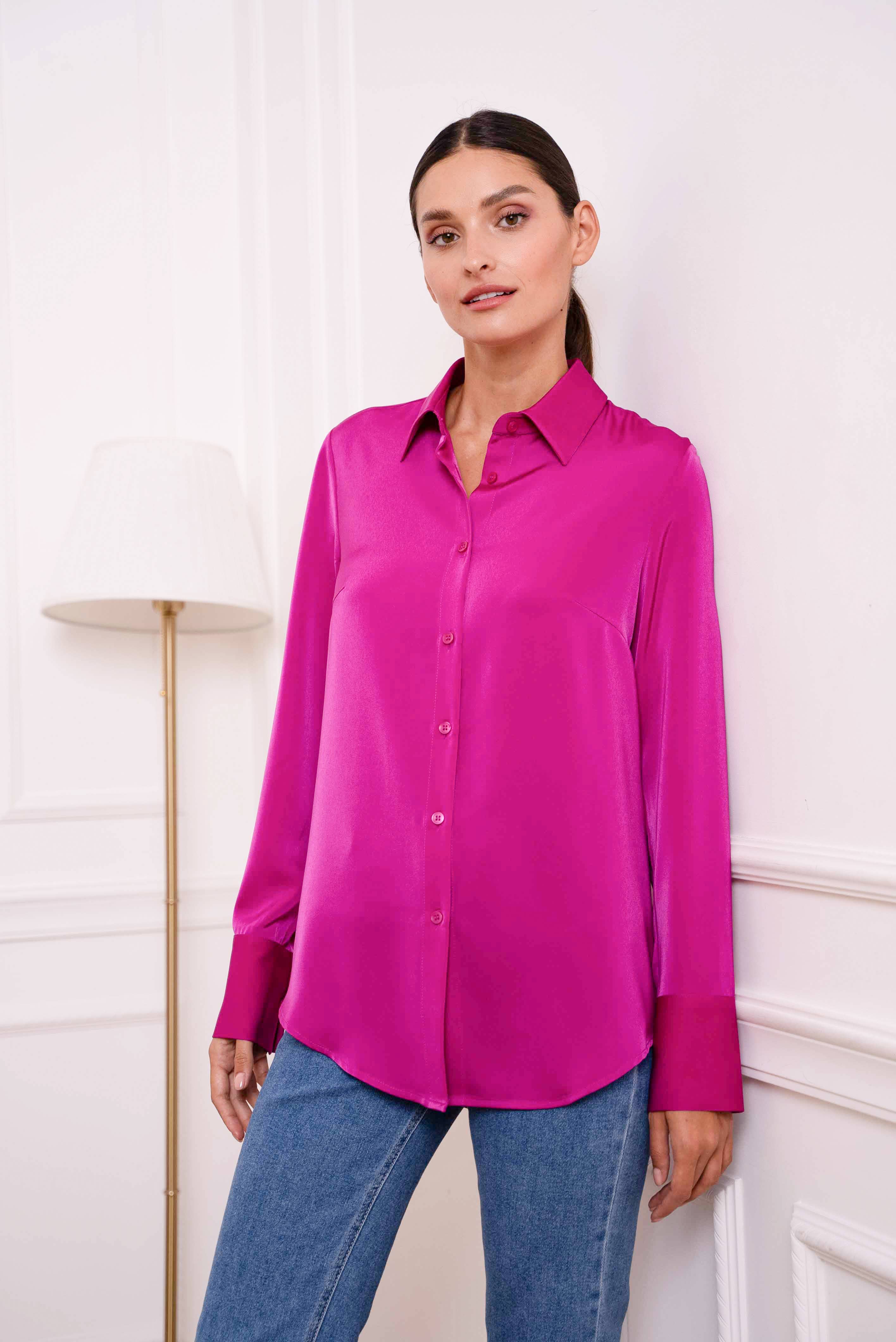 Attentif Paris - Wholesale Button Down Shirt - Women's - Satin shirt with classic notched collar21