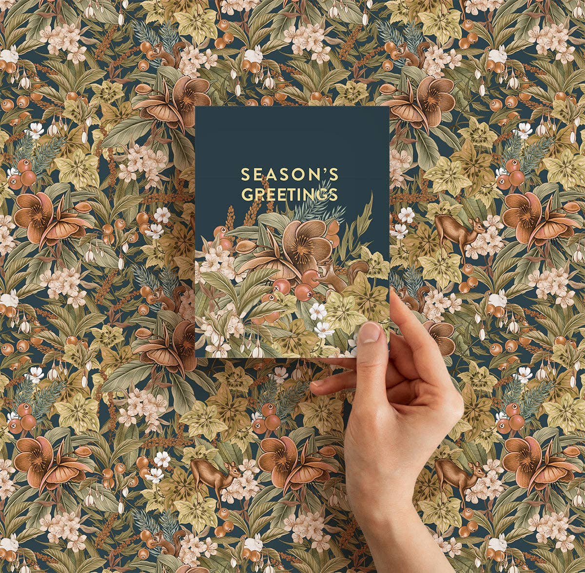 LINNA – Engroshandel Årstidshilsenkort – Ferie | Julerose Midnat | Hilsen Kort2