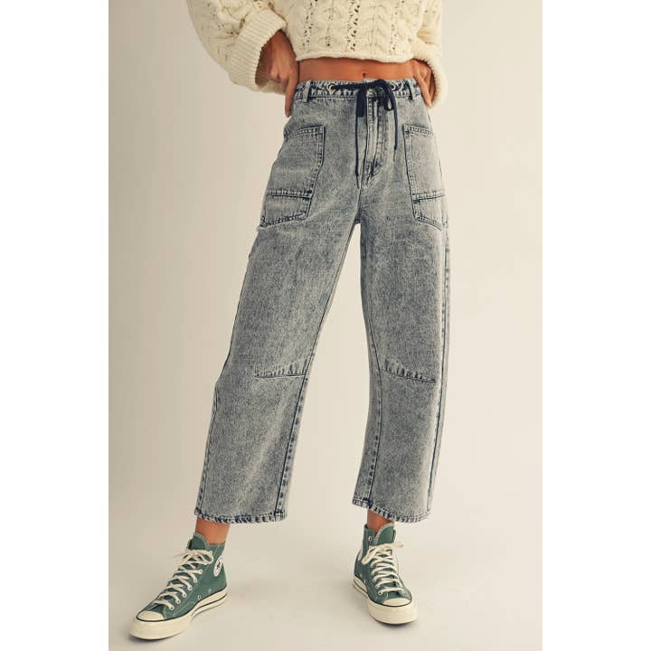 Vintage Washed Barrel String Pants for wholesale by IVE